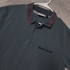 BMW Motorrad Polo Shirt Mens Medium Spirit Of GS Blue Short Sleeve Heavy Cotton